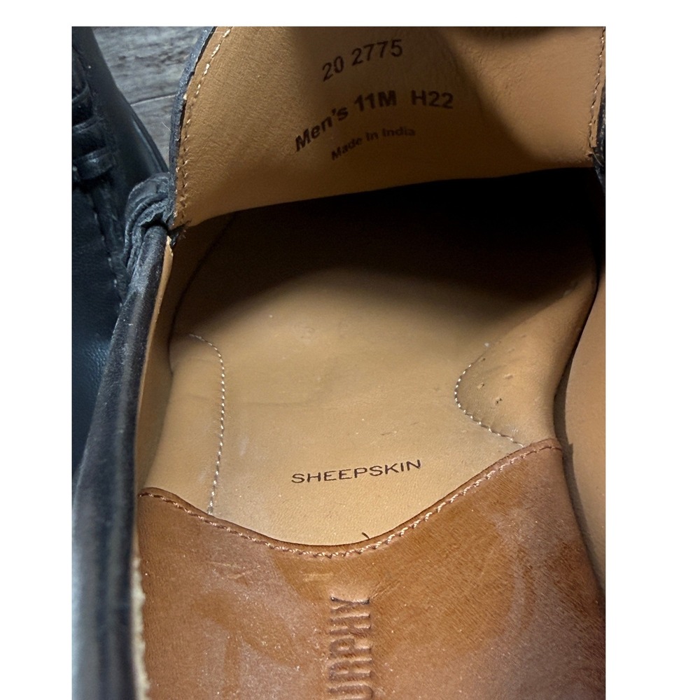 Johnston & Murphy Mens Black Leather Bit Loafers 11M 20-2775 Sheepskin Lined - Picture 2 of 8
